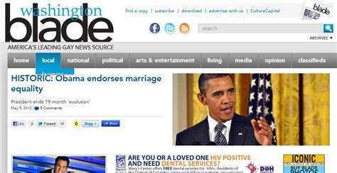 Obamas Same Sex Marriage Announcement The Online Coverage Nlgja