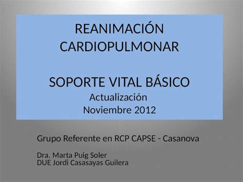 Pptx Reanimación Cardiopulmonar Rcp Soporte Vital Básico Svb Adulto Nov 2012 Pdfslidenet