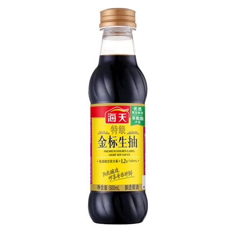 海天金标系列 特级金标生抽【0添加防腐剂特级酱油】500ml 商品详情 光明菜管家