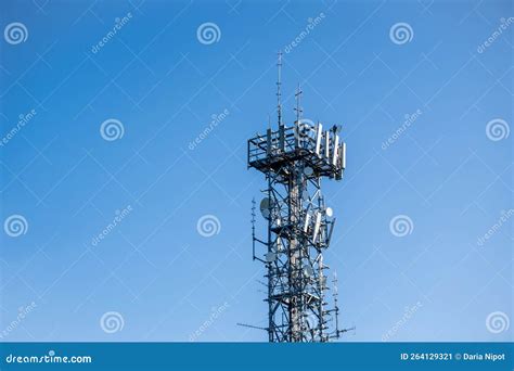 Radio Communication And Cell Tower On Blue Sky Background Australia