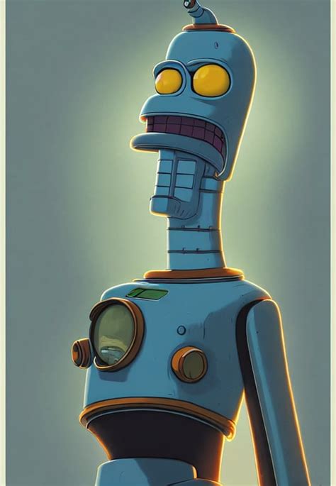 Prompthunt Portrait Of Bender From Futurama Looking At Camera