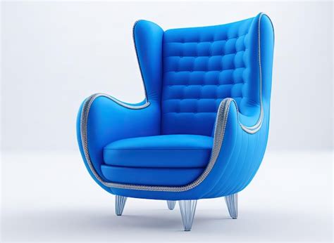 Premium Ai Image Comfortable Blue Armchair