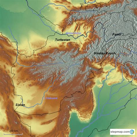 Stepmap Topographie Afghanistan Landkarte F R Asia