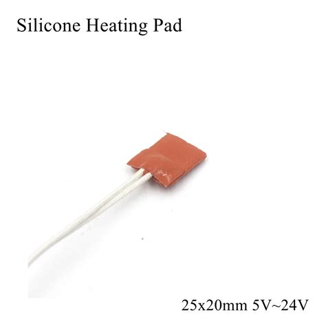 25x20mm 5v 12v 24v 110v 220v Silicone Rubber Heating Pad Square Flat