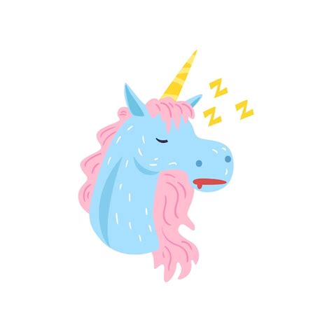 Lindo Unicornio Divertido Personaje Durmiendo Y Roncando Dibujos