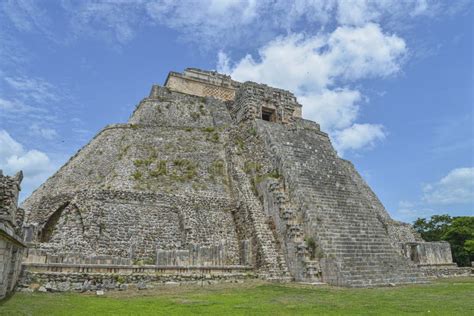 Pyramid Of The Magician At The Uxmal Archeological Site Stock Image