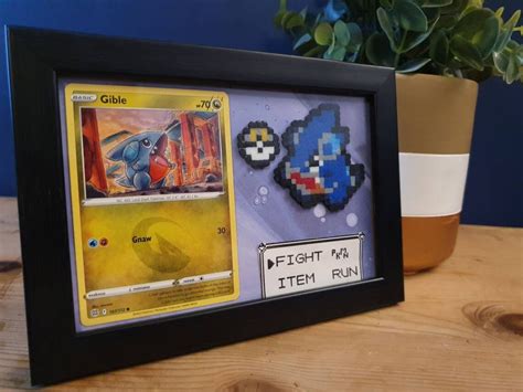 Handmade Gible Pokémon Pixel Art Framed Picture With Tcg Card Etsy Uk