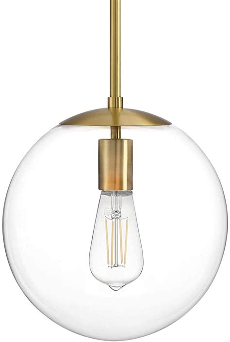 Motini Large Globe Pendant Light Fixture 10 Inch Gold Brushed Brass