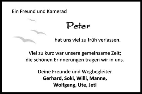 Nachruf Peter Teckbote Trauerportal