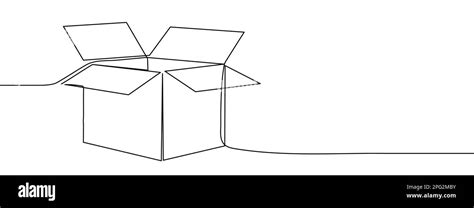 Continuous One Line Drawing Silhouette Of A Cardboard Box Vector