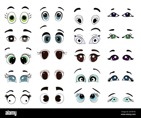 Yeux de dessin animé Expressions du visage fâché surtarifé et heureux