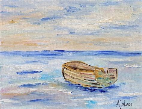 Row Boat Art Boat Painting Seascape Oil Painting Seascape - Etsy