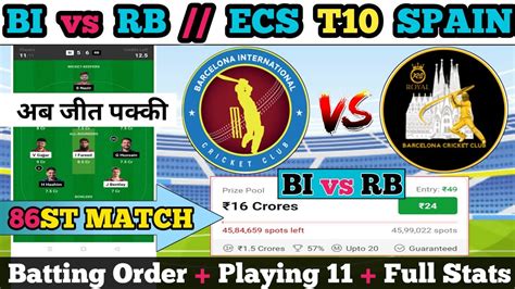 BI Vs RB Dream11 BI Vs RB Dream11 Prediction BI Vs RB 86ST Match