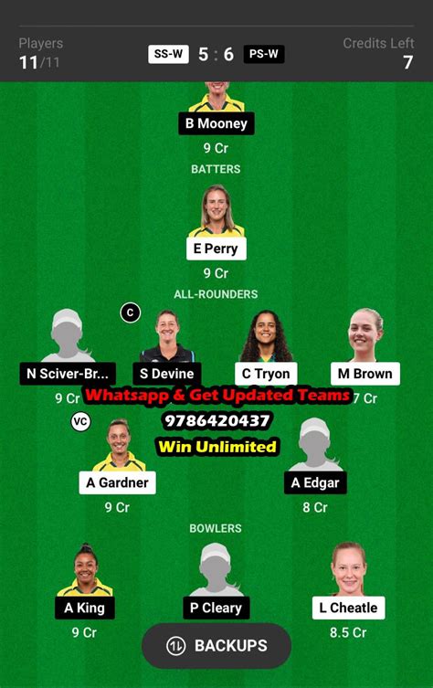 SS W Vs PS W 41st Match Dream11 Team Fantasy Prediction Australian