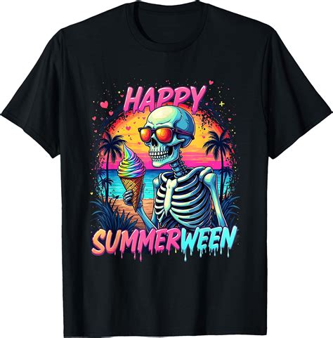 Hot Trending Kiraa Tee With Summer Watermelon Jack O Lantern Happy Summerween Skeleton Unisex S