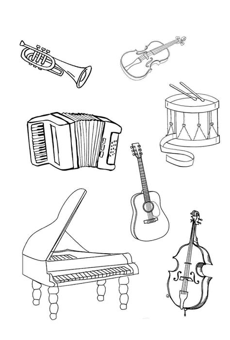 Diversión con Instrumentos Musicales para colorear imprimir e dibujar