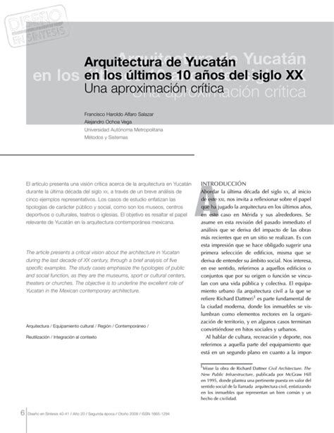 Arquitectura De Yucat N En Los Ltimos A Os Del Siglo Xx Una