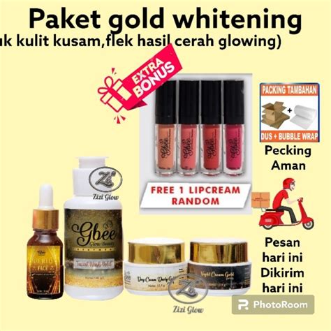 Jual Paket Gold With Serum Whitening Gbee Glow Beauty Shopee Indonesia