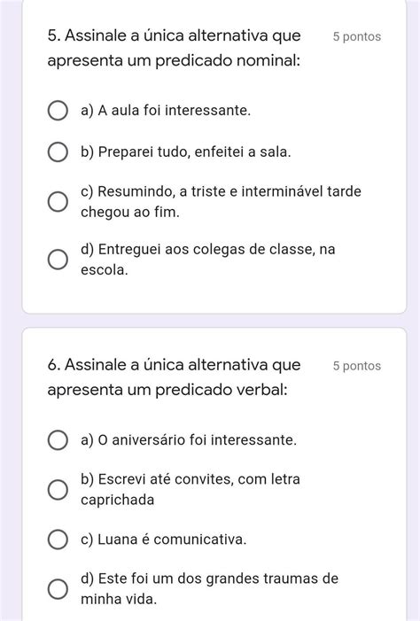 Atividades Sobre Predicado Verbal E Nominal ZULEDU