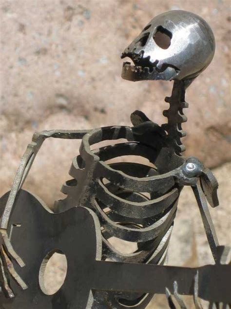 Zombie Skeleton Playing Guitar Metal Sculpture Free Shipping Etsy