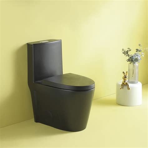 Dual Flush 1 Piece Elongated Toilet With Soft Close Seat Bed Bath