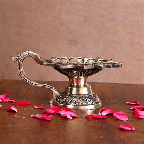 Brass Ethnic Handcarved Diya Lamp 3 Inch Vedansh Craft