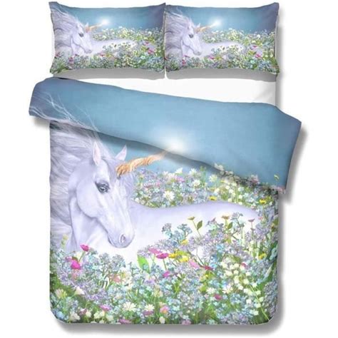 ZHMAO Housse De Couette Licorne Pour Enfant Fille Parure De Lit Licorne