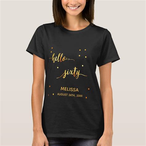 60th Birthday Typography Name Date Hello Sixty T Shirt Zazzle