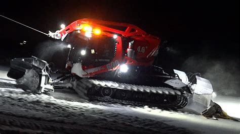 Pistenbully W Polar Level Red Grooming A Very Steep Slope Part