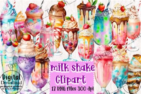 Watercolor Milk Shake Clipart Graphic By Tanuscharts Creative Fabrica