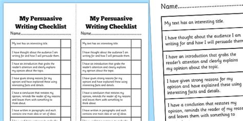 Persuasive Writing Student Checklist Teacher Made Twinkl