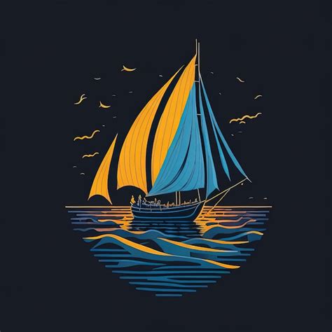 Premium Vector Tranquil Nautical Journey Sailboat Sunset Silhouette