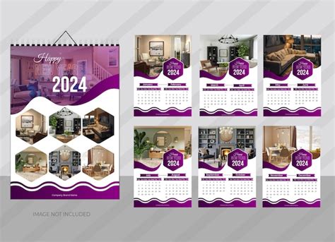 Conception De Calendrier Mural Pour 2024 Avec Couverture Modèle De