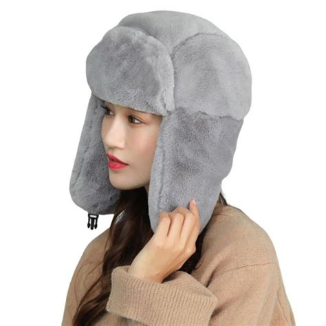 Warm Trapper Hat For Women Trooper Russian Warm Windproof Hat With Ear