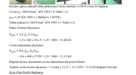 Hesap Raporu içerikleri Steel Effect Statik Hesap ve Çelik yapılar