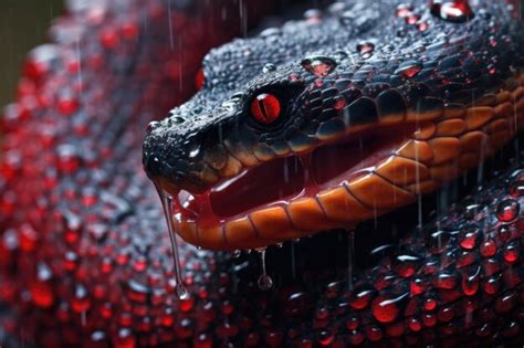 Premium AI Image | Snake fangs and venom droplets macro shot