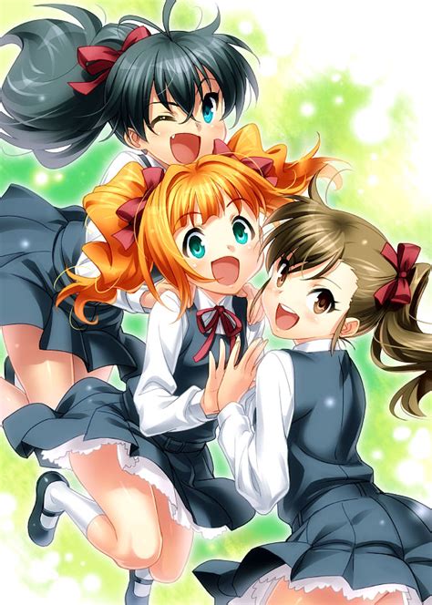 Safebooru 3girls D D Black Hair Bow Brown Hair Futami Mami Ganaha