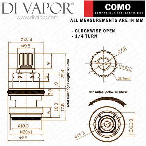Lamona Como Tap Hot Tap Cartridge Compatible Spare Howdens Lmtap