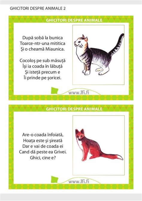 Ghicitori despre animale riddles about animals in romanian