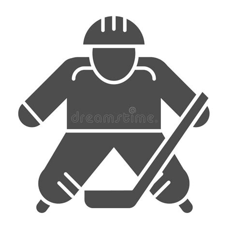 Hokey Player Line Icon Ice Hockey Player Vector Illustration Isolated