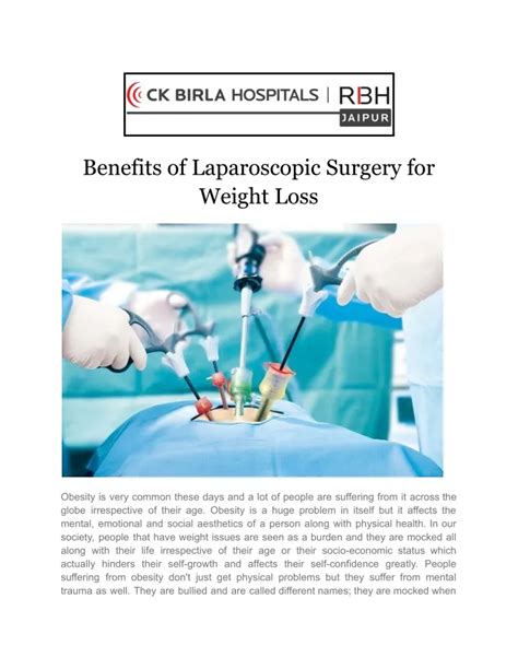 PPT Benefits Of Laparoscopic Surgery For Weight Loss PowerPoint