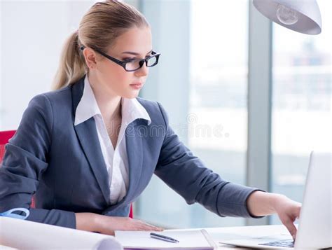 Businesswoman Working At Her Desk In Office Stock Photo Image Of