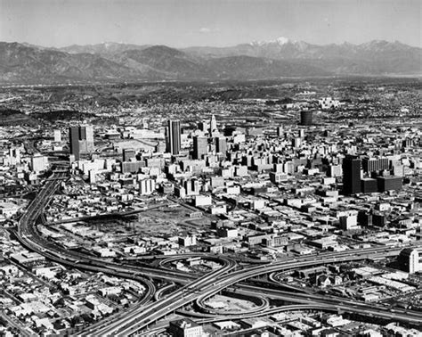 1970 Aerial View Of Downtown Los Angeles Showing The Interchange Of