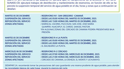 Comunicado N Noticias Servicio De Agua Potable Y