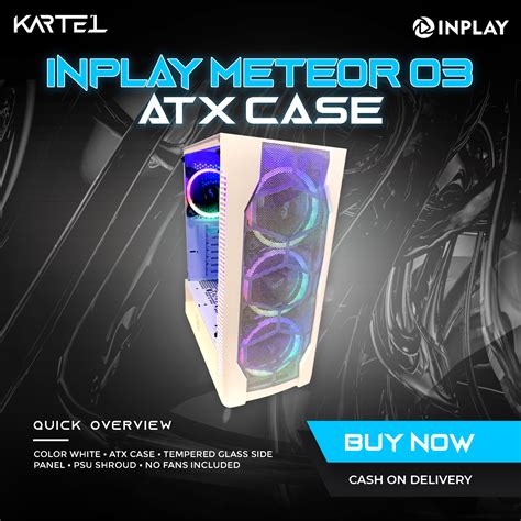 Gaming Cpu Case Tempered Glass Inplay Meteor 03 White Fits Atx Micro Atx And Mini Itx