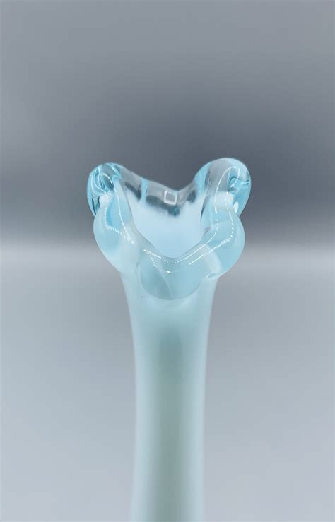 Fenton Ice Blue Opalescent Lily Of The Valley Swung Bud Vase Etsy