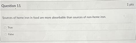 Solved Question Ptssources Of Heme Iron In Food Are More Chegg