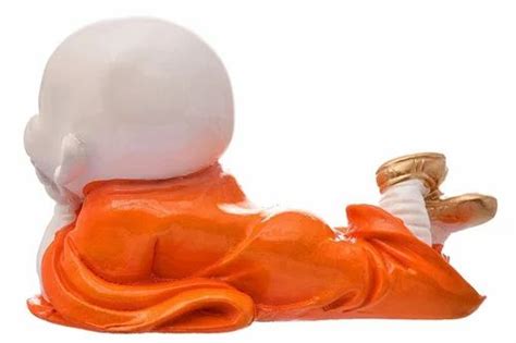 Polyresin Handicraft Resin Orange Baby Laughing Buddha Statue For Home