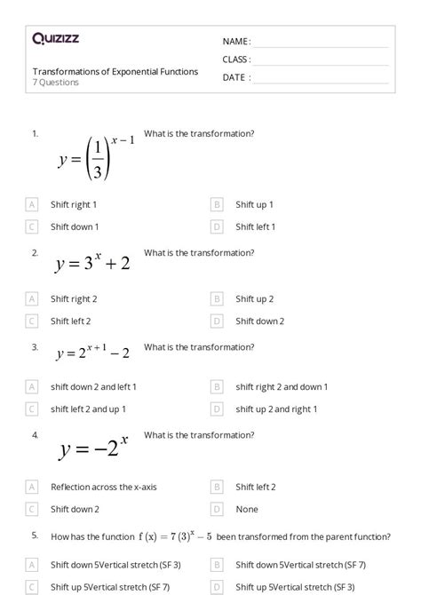 50 Derivatives Of Exponential Functions Worksheets For 11th Class On