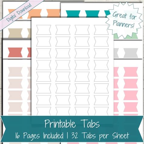 Printable Tabs Template Planner Printable Tabs Binder Etsy